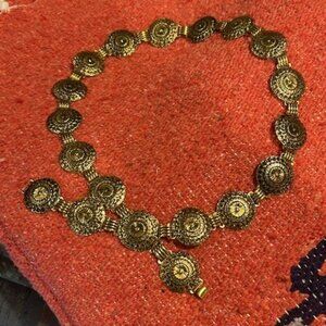 BRASS FLORAL Medallion Link Chain BELT